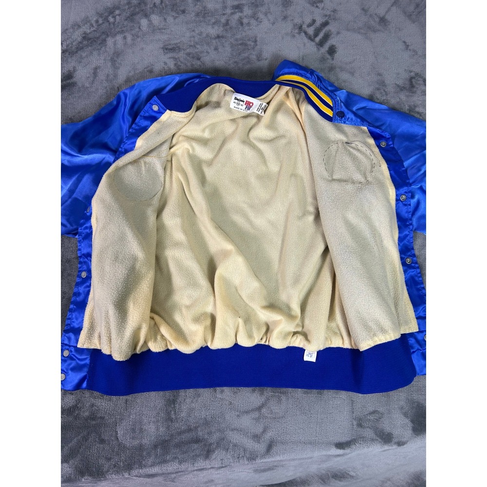 Vintage US Navy Satin Bomber Jacket Mens Blue Yellow King Louie Pro Fit - Picture 8 of 11